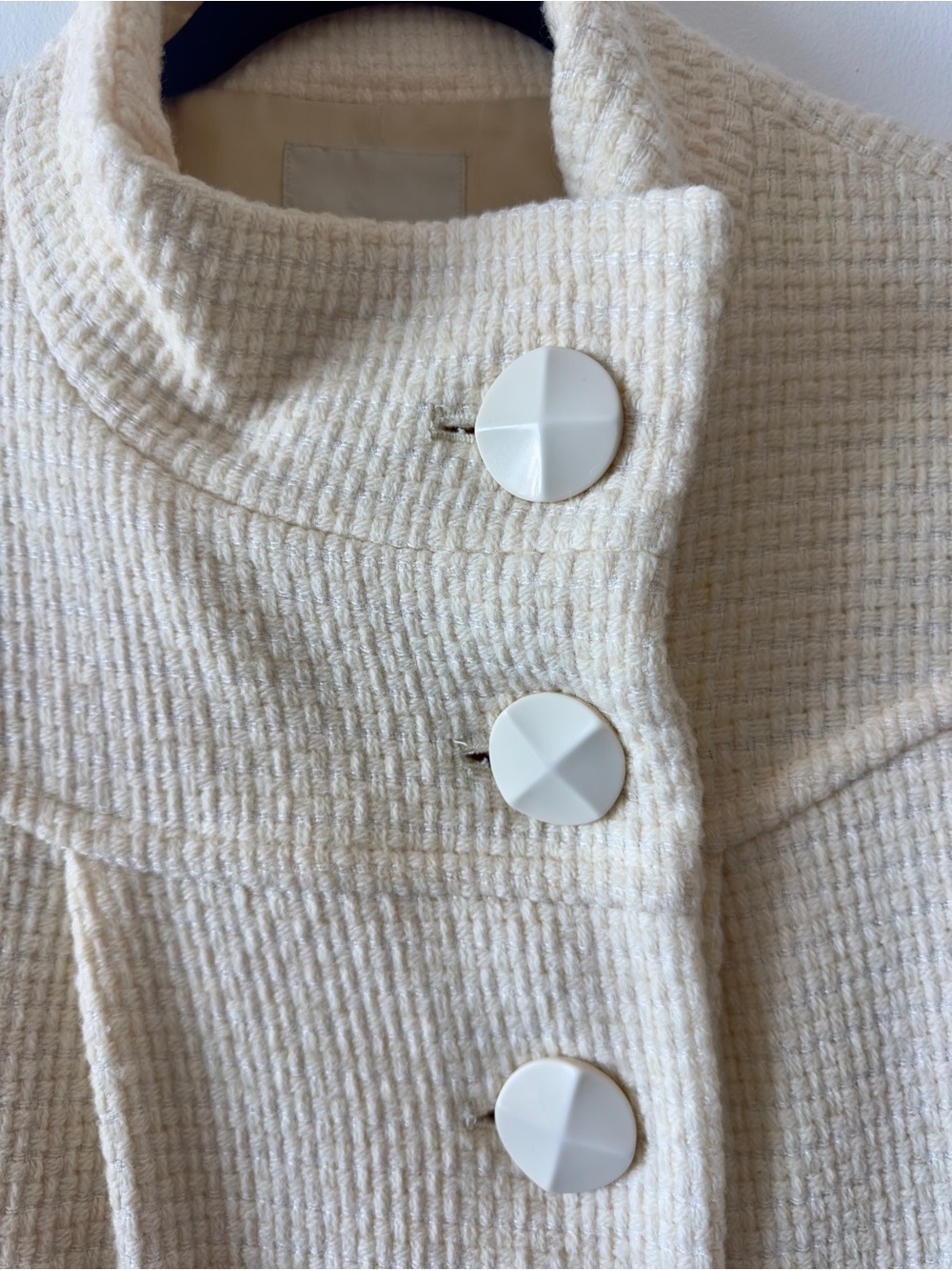 Womens Cream Short Wool-Blend Peacoat Jacket - Picture 3 of 6